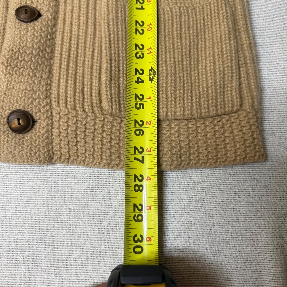Polo Ralph Lauren Cardigan Women S Tan Wool Cashmere Shawl Collar Ribbed Knit - Picture 5 of 8